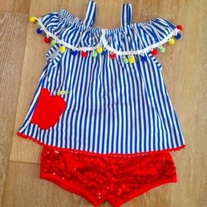 Back to School outfit with sequined shorts 2T